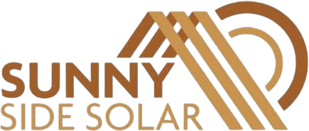 A green background with the name sunny solar written in orange.